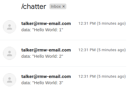 'hello world' talker emails from talker@rmw-email.com